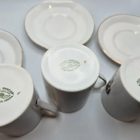 Vintage Royal Tuscan Tally-ho mini cups & saucers 3 in all - Picture 5 of 13